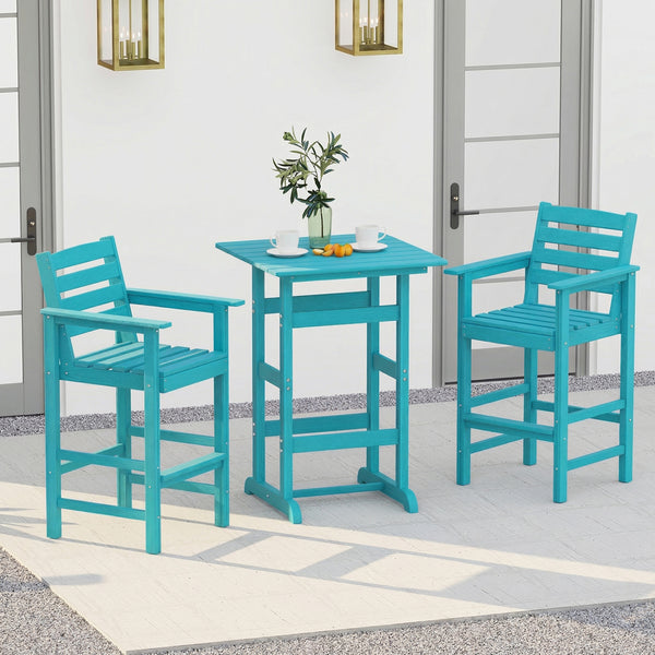 Made of weatherproof HDPE for long-time use<br>Stainless steel screws withstand extended use<br>Reinforced crossbars for strengthened structure<br>30" x 30" spacious tabletop offers ample space for food and drinks<br>Slatted design for simple maintenance 