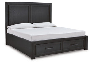 Foyland - Black / Brown - Queen Panel Storage Bed