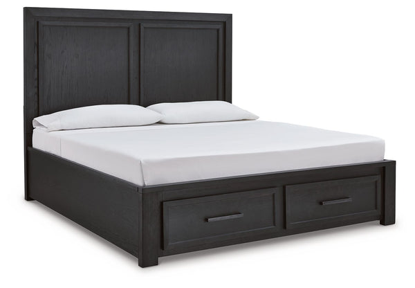 Foyland - Black / Brown - Queen Panel Storage Bed