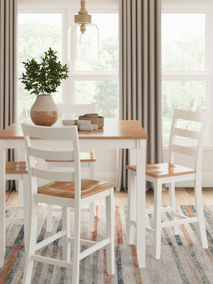 Gesthaven - Natural / White - Dining Room Counter Table Set (Set of 5)
