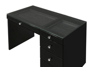 Morgan - Vanity Desk With Glass Top And LED Mirror - Black