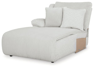 This left-arm facing press-back chaise is made with polyester upholstery. Pairs with other items in the series to make a sectional.<br><br><b>Additional Dimensions</b><br><ul><li>Leg height: 2.25-"</li><li>Minimum width of doorway for delivery: 36-"</li><