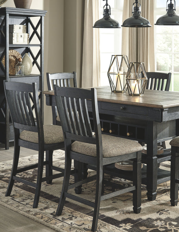 Tyler Creek - Black / Grayish Brown - Upholstered Barstool (Set of 2)