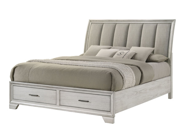 Jaymes - Cama King con Almacenamiento - Blanco Niebla