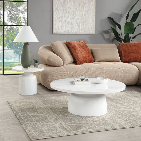 Zaid - Coffee Table - Engineering Marble & White High Gloss Finish