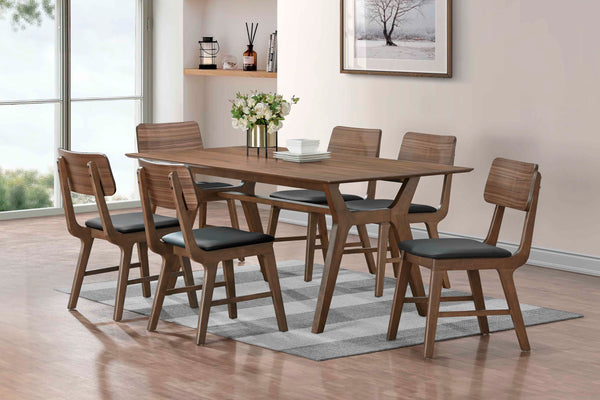 Thea - 70## Rectangular Dining Table With 6 Chairs - Brown / Black
