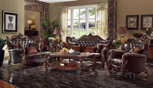 Versailles - Chair - Two Tone Dark Brown PU & Cherry Oak