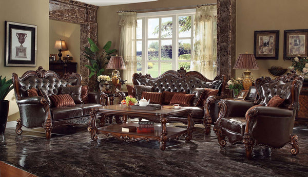 Versailles - Chair - Two Tone Dark Brown PU & Cherry Oak