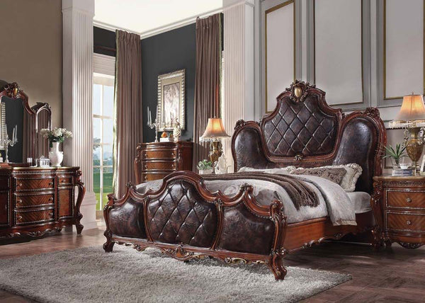 Picardy - Eastern King Bed - PU & Cherry Oak