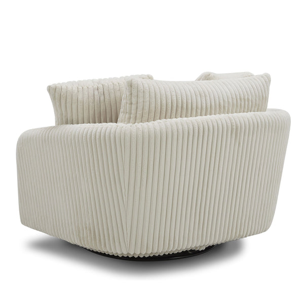 Boomer - Large Swivel Chair With 2 Toss Pillows (Set of 2) - Mega Ivory