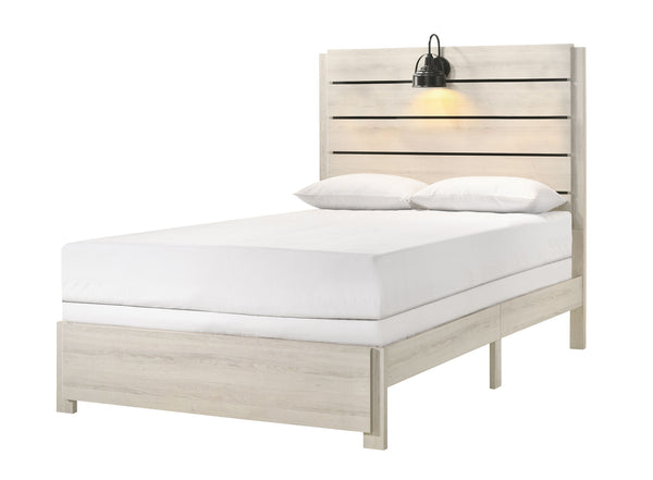  offering a cozy yet refined aesthetic to any modern home. The set features a generously sized bed with a broad