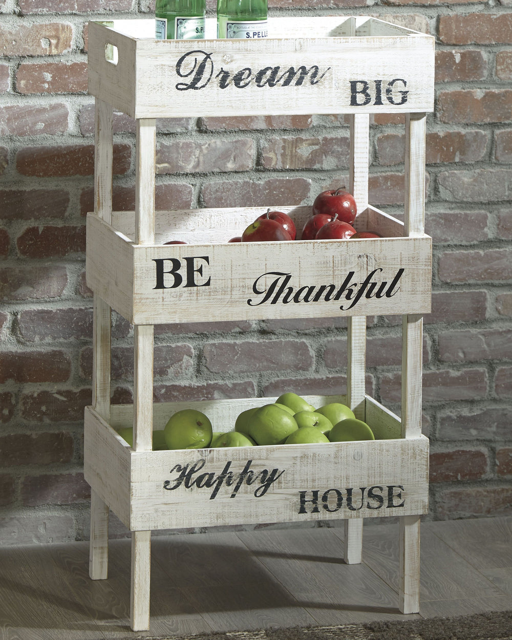 Whether your design sensibility is country cottage or modern farmhouse, this wood storage shelf is a trÃ¨s chic choice for the kitchen and beyond. A gently distressed finish gives the tray-style shelf that sense of yesteryear simplicity we all crave.<br><