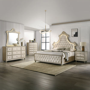 Lucienne - Queen Bed With LED - Beige Velvet