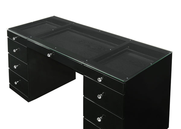 Avery - Vanity Desk With Glass Top - Black