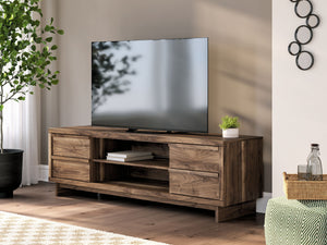  retooled for todayâ€™s trends. This TV stand puts an elevated twist on mod aesthetics. Its warm brown tones reflect the mid-century vibes you love