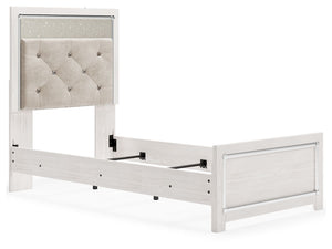  this twin panel bed is a beautiful blend of comfort and luxury. Shiny chrome-tone accents