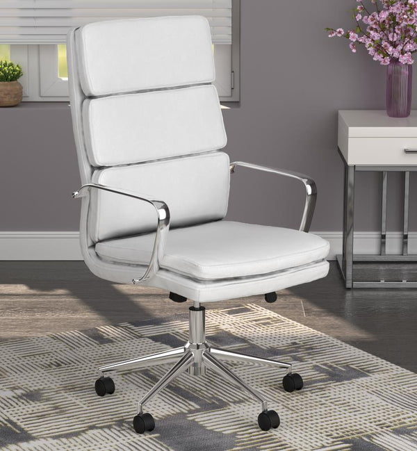 Ximena - Upholstered Adjustable High Back Office Chair - White
