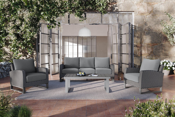 Fiji - 4 Piece Set (Sofa & 2 Chairs & Coffee Table) - Gray