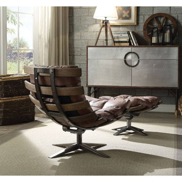 2Pc Pack Chair & Ottoman (No Storage) Armless Lounge Chair (High Backrest) Swivel Seat (360 Degrees