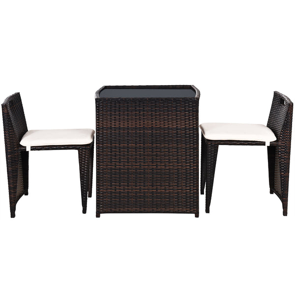 Brand new and high quality<br>The Chairs designed for space-saving (differ from seat size)<br>Strong steel frame and all rattan wicker<br>Ideal for patio  porch  poolside or garden<br>Cushions for comfortable seat<br>Removable cushions are easy to clean<b