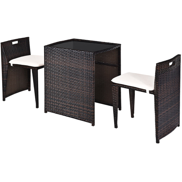 Brand new and high quality<br>The Chairs designed for space-saving (differ from seat size)<br>Strong steel frame and all rattan wicker<br>Ideal for patio  porch  poolside or garden<br>Cushions for comfortable seat<br>Removable cushions are easy to clean<b