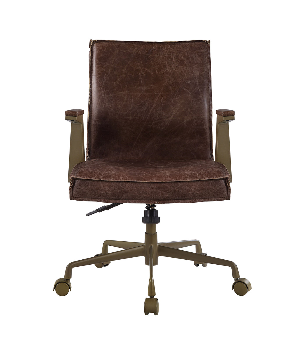 This chair screams CEO, command respect with the Attica executive office chair. The chair is upholstered using high-quality top grain leather. The swivel seat and pneumatic 3-inch lift add practicality to the list. The seat is securely mounted on a metal 
