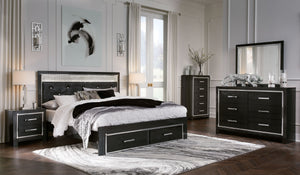 Rest easy. The luxurious look youâ€™ve been dreaming of is yours for the taking, at a price sure to put you at ease. This bedroom group brings a sense of old Hollywood with a contemporary flair. A deep, dark finish, faceted chrome-tone accents and LED lig