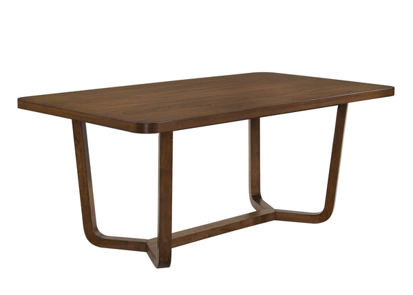  designed to seamlessly blend modern elegance with mid-century inspiration. The beautifully crafted table features a warm wood finish and a unique sculptural base