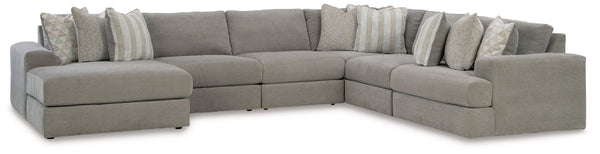 The casual, low-slung shape of this sectional makes it fully lounge-ready. Its deep seating invites you to sink right in, with bold beveled block arms that are softened by bullnose â€œwaterfallâ€ cushions. Best of all, the modular design lets you stage t