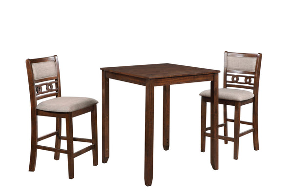 Gia - Counter Table With 2 Chairs & Storage Shelf - Cherry