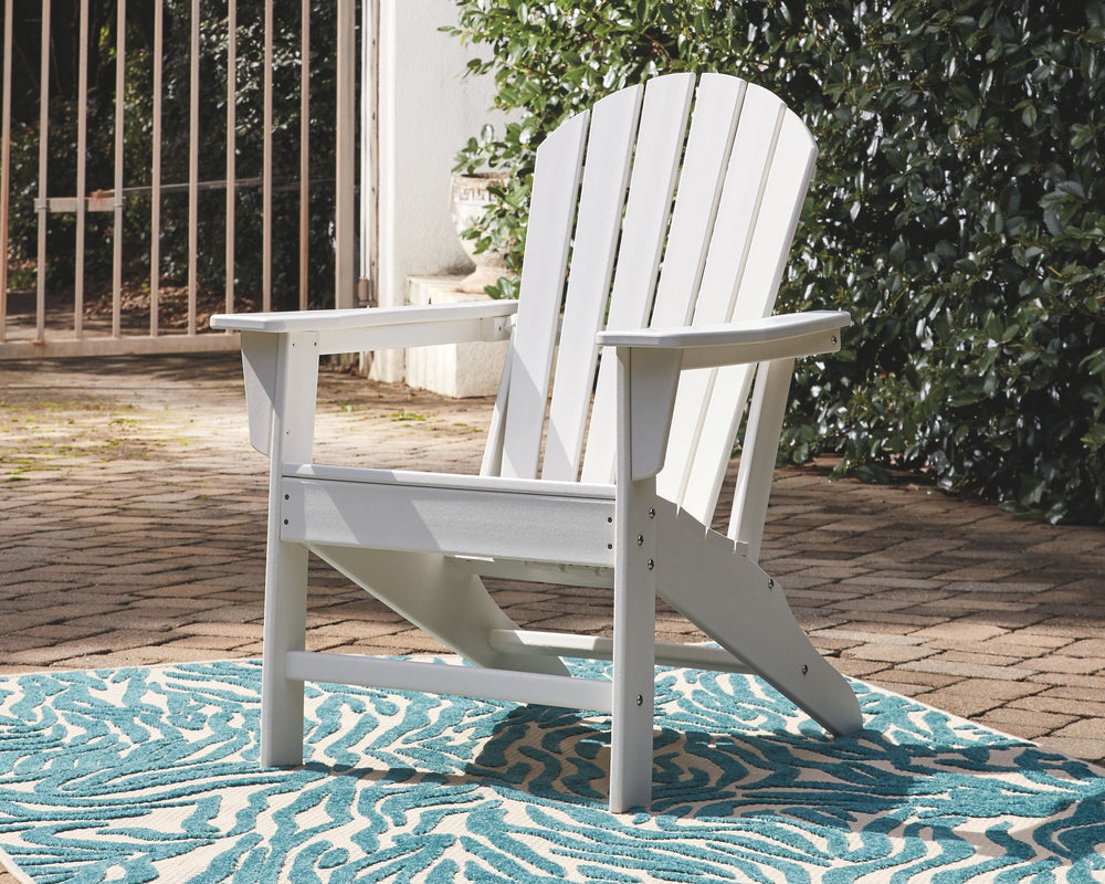 Add cottage-quaint charm to your outdoor oasis with this Adirondack chair in white. Made of MEGA-TUFFÂ® high-density polyethylene material, itâ€™s sure to weather the seasons beautifully. Designed to shed rainwater, the chairâ€™s slatted styling with shel