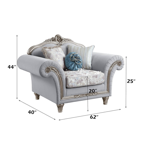Pelumi - Chair - Light Gray Linen & Platinum - Finish