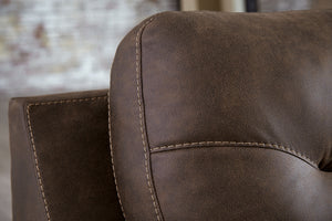  make yourself comfortable with this alluring walnut brown sectional. Designed to look like the real thing