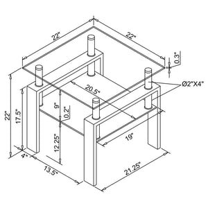 Dyer - 1-Shelf Square Glass Top Side End Table - White