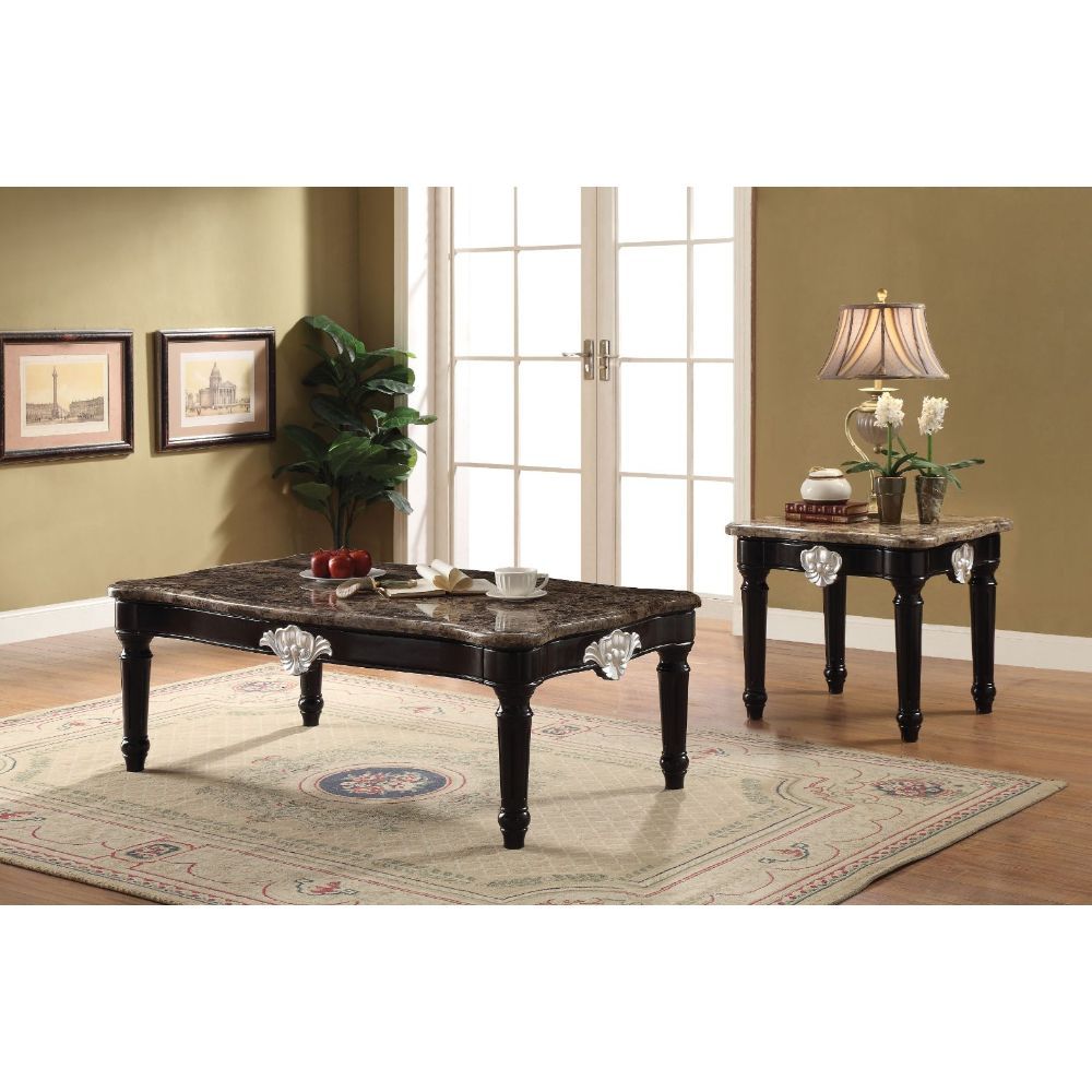 KD, Rectangular Leg Coffee Table (No Storage) â€¢ Marble Scalloped Top â€¢ Wooden Apron with Contrast Carved Motif: Poplar Wood â€¢ Wooden Turned Legs: Rbw â€¢<br/><br/><b>Product Features</b><ul><li>Rectangular Leg Coffee Table (No Storage)</li><li>Scall