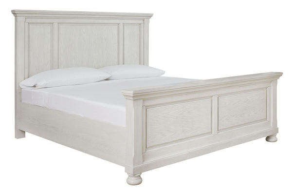  timeless furnishings take your bedroom to the next level. Nothing does that better than this king panel bed. The antiqued white finish with a wonderful grain texture radiates sophistication