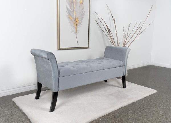  it boasts flared arms and meticulous button-tufting