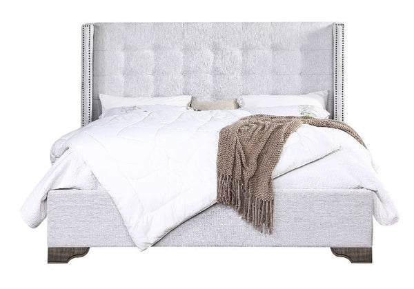 Artesia - Queen Bed - Tan Fabric & Salvaged Natural Finish