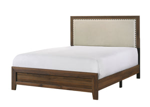 Millie - Queen 4 Piece Upholstered Bedroom Set - Brown Cherry