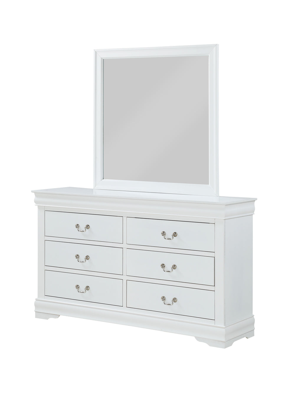 Elevate your sanctuary with this timeless bedroom collection that exudes classic charm with a modern twist. Each piece is bathed in a crisp, white finish that brings a bright and airy feel to any space. The elegant bed anchors the room with its gracefully