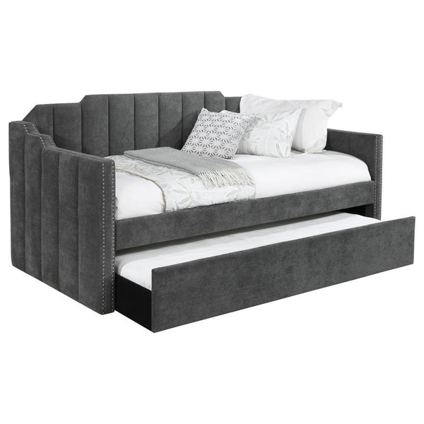 Kingston - Upholstered Twin Daybed With Trundle - Charcoal
