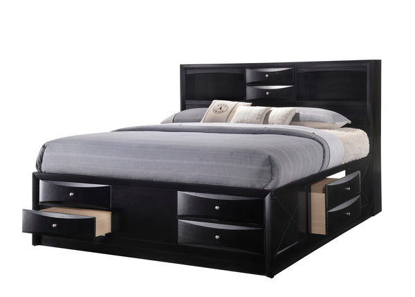  exuding a rich cherry finish that enhances its robust and stately form. At the heart of the ensemble is a captain-'s bed graced with an innovatively designed headboard