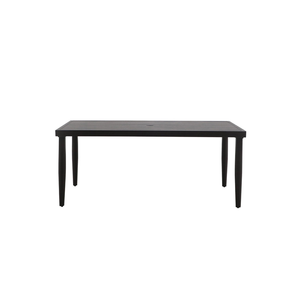 Create the perfect setting for outdoor dining with the MOANA Patio Dining Table, designed to bring durability and style to your patio. Constructed with a strong aluminum frame and a baked-on powder coat finish, this table is built to withstand the element