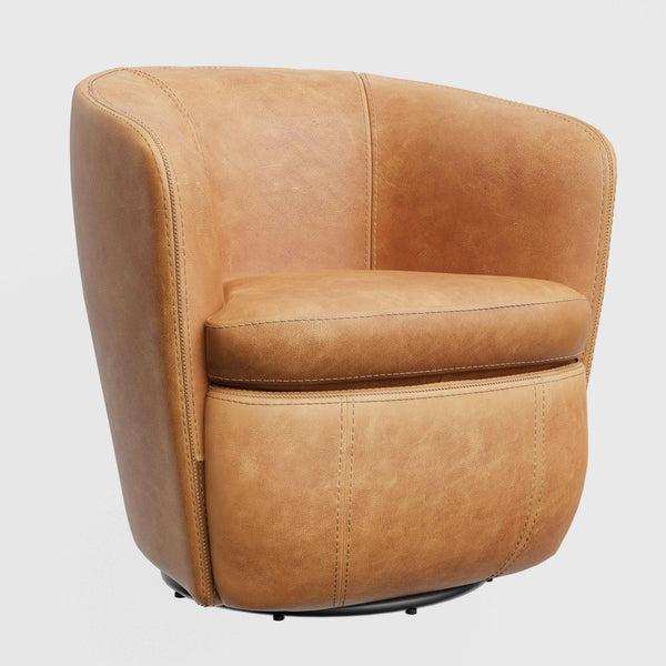 Barolo - Swivel Club Chair (Set of 2) - Vintage Caramel