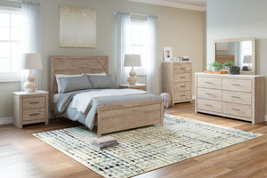  clean and casually modern. This full panel bedâ€™s light natural finish sets the tone for your calming sanctuary. Framed elements and cross-brace accents add dimension and authenticity to the bedâ€™s simply stunning profile. <h4><b>Senniberg - Light