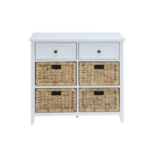  the drawers and open compartment spaces give plenty of room for storage. The table looks great with or without the included wicker crate baskets.Â Some Assembly Required.<b