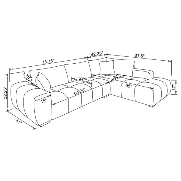 Camacho - Upholstered Chaise Sectional Sofa - Orange
