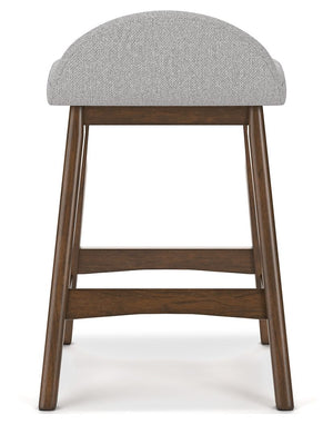 Lyncott - Light Gray / Brown - Upholstered Barstool (Set of 2)
