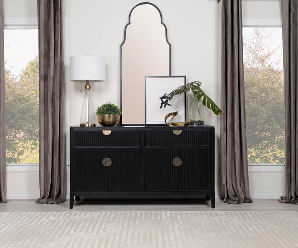  this black wood sideboard is a functional and fashionable addition to your dining room or living space. A great choice for expanding dining room storage