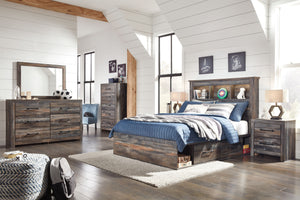  rustic and industrial styles can make one happy marriage. Case in point: this full bookcase bed with storage. A refined take on barn board beauty